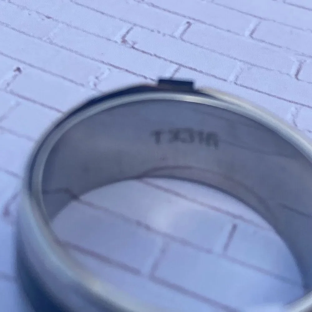 Men’s Stainless Steel Ring Size 11 Black & Silver Tone Modern Band